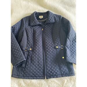 Gallery Woman Blue Onion Quilted Zipper Coat Sz‎ 1X